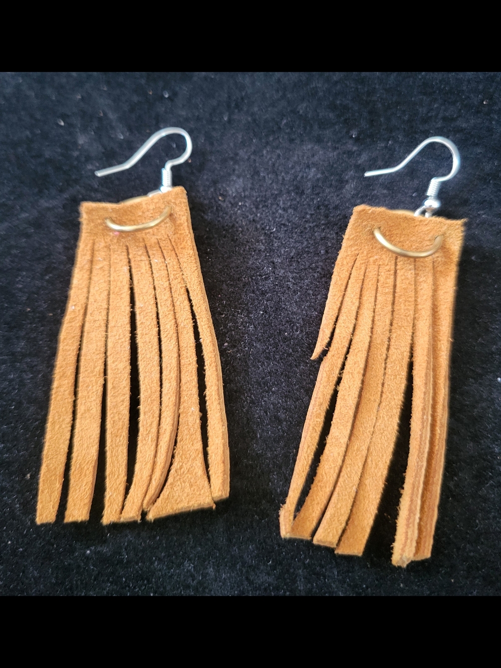 Fringe Suede Drop Earrings in Tan
